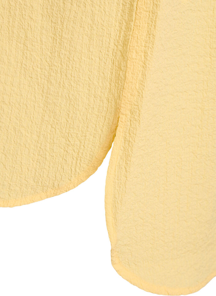 Kort kl&auml;nning med krinklad textur och korta &auml;rmar, Gul, Packshot image number 3