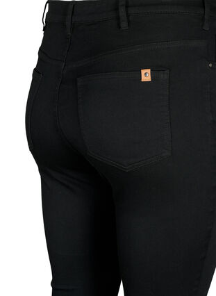 Amy jeans med hög midja och knappar, Black, Packshot image number 3