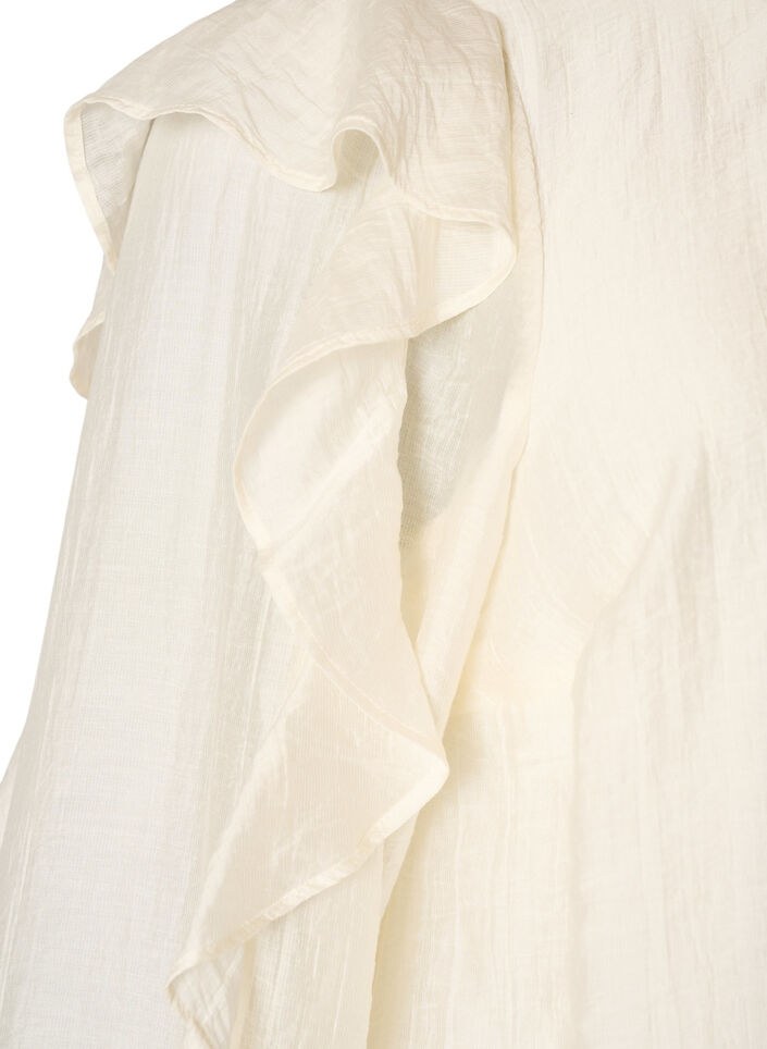 Blus med volanger och ballongform, Vanilla, Packshot image number 3