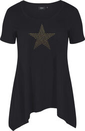 A-linjeformad t-shirt i bomull, Black w. Gold Star