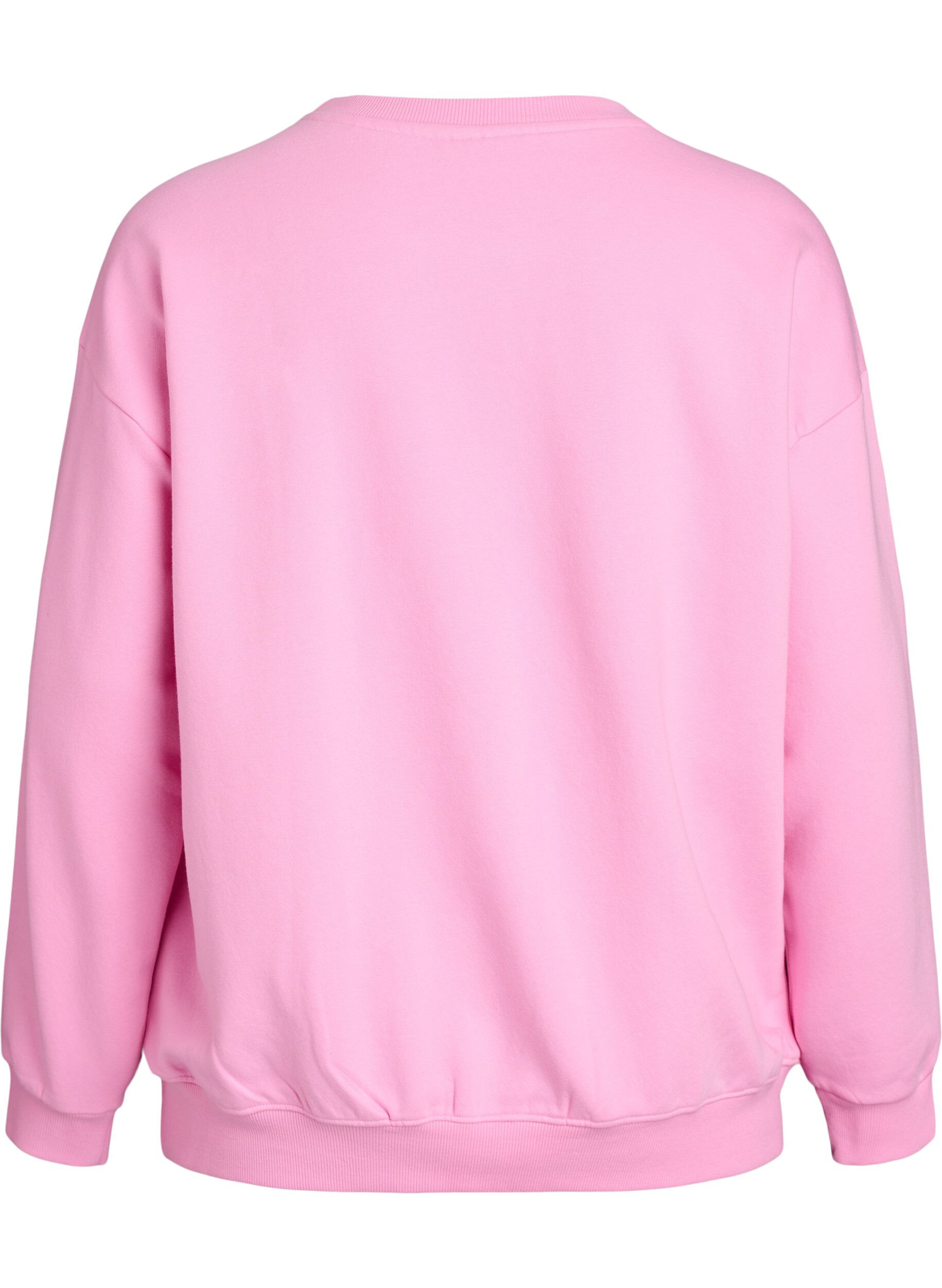 Zizzi Sweatshirt med texttryck, Rosa, Packshot image number 1