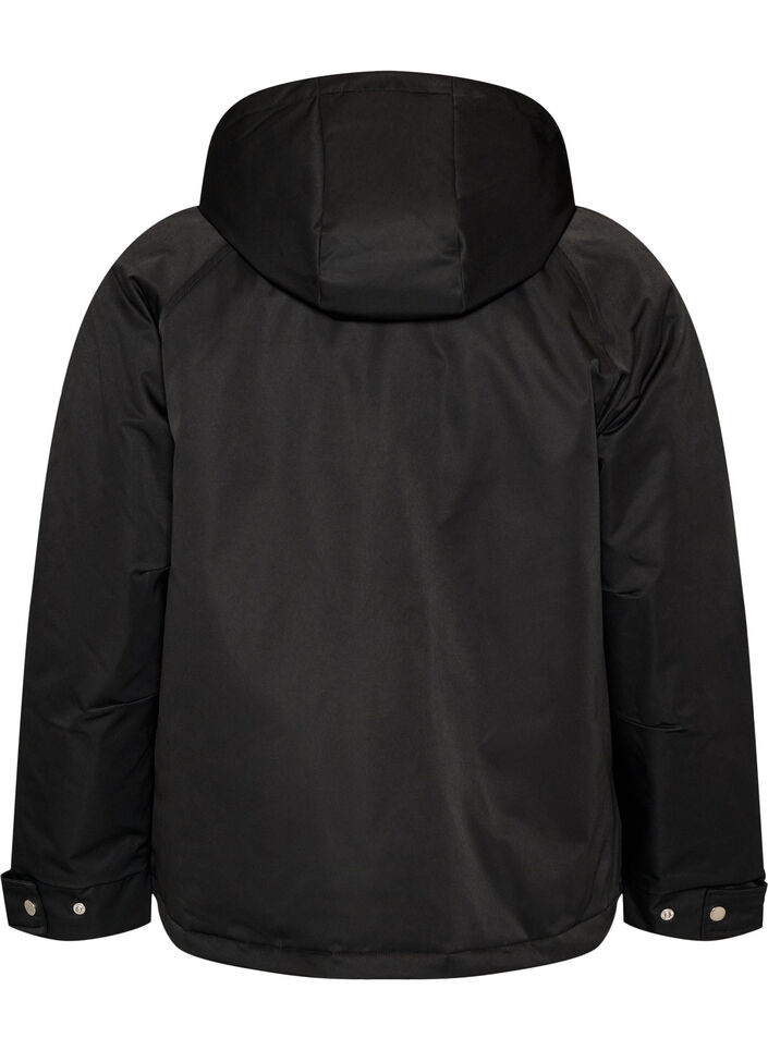 Vadderad parkas med avtagbar huva, Svart, Packshot image number 1
