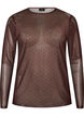 Blus i mesh med tryck, Brun, Packshot image number 0
