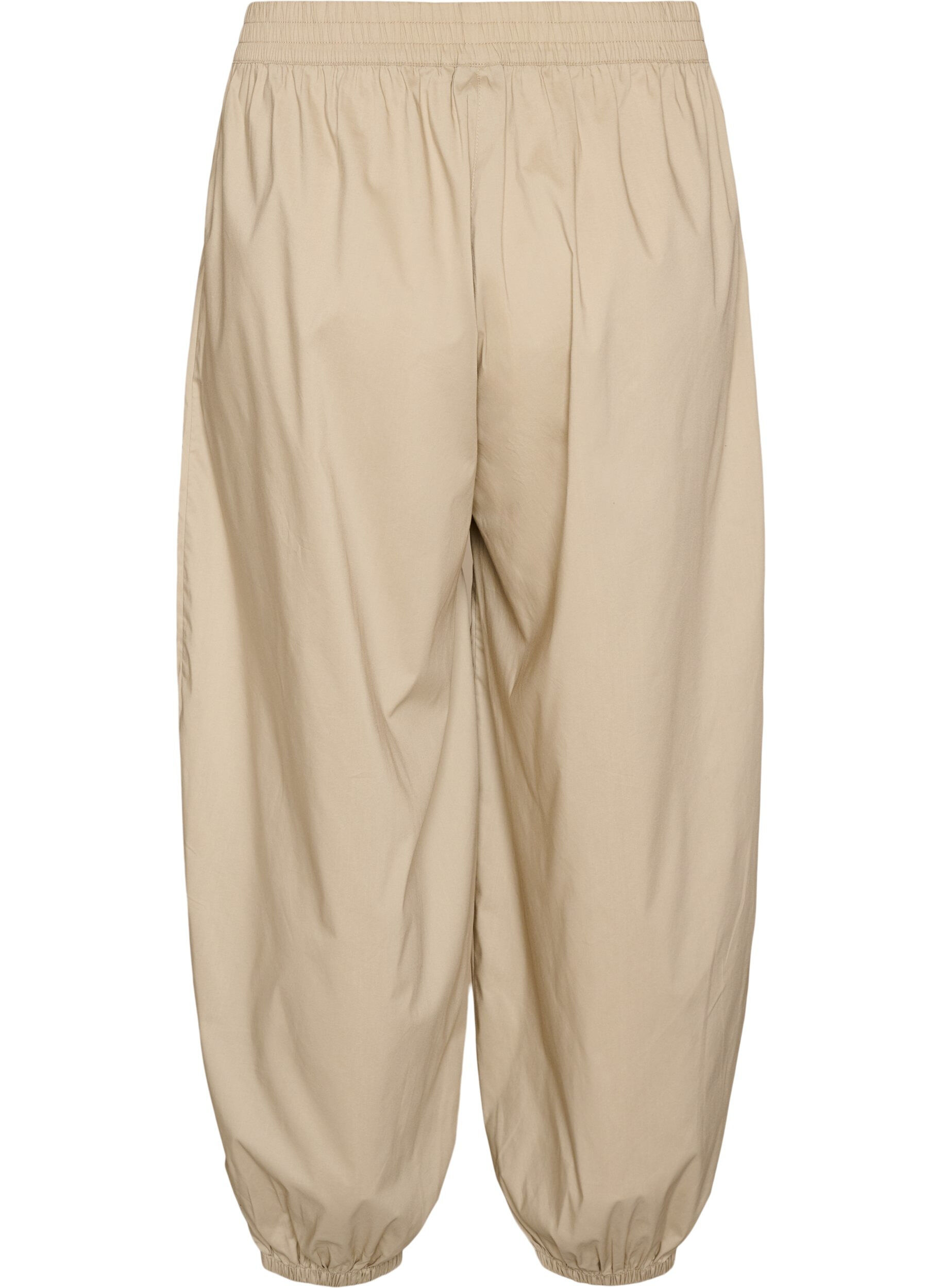 ZizziBallongbyxor med fickor och res&aring;r i midjan, Beige, Packshot image number 1