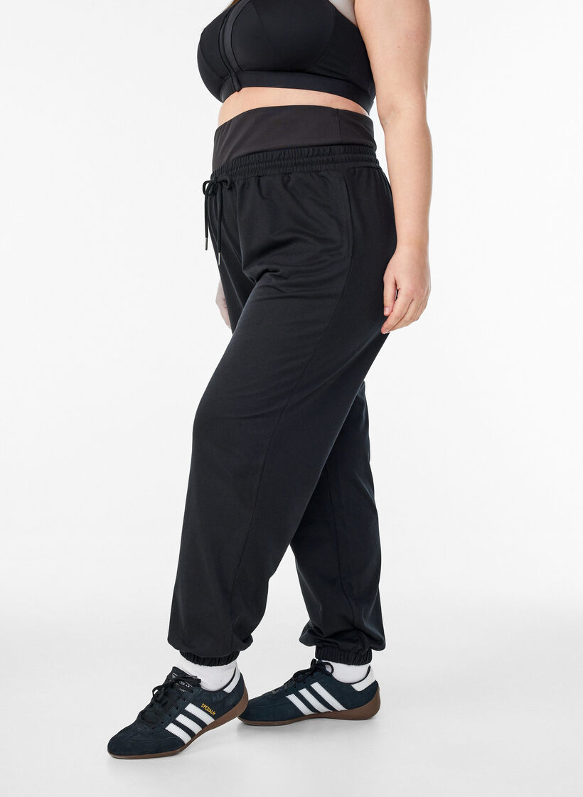 Sweatpants med bred midjeresår, Svart, Model image number 0
