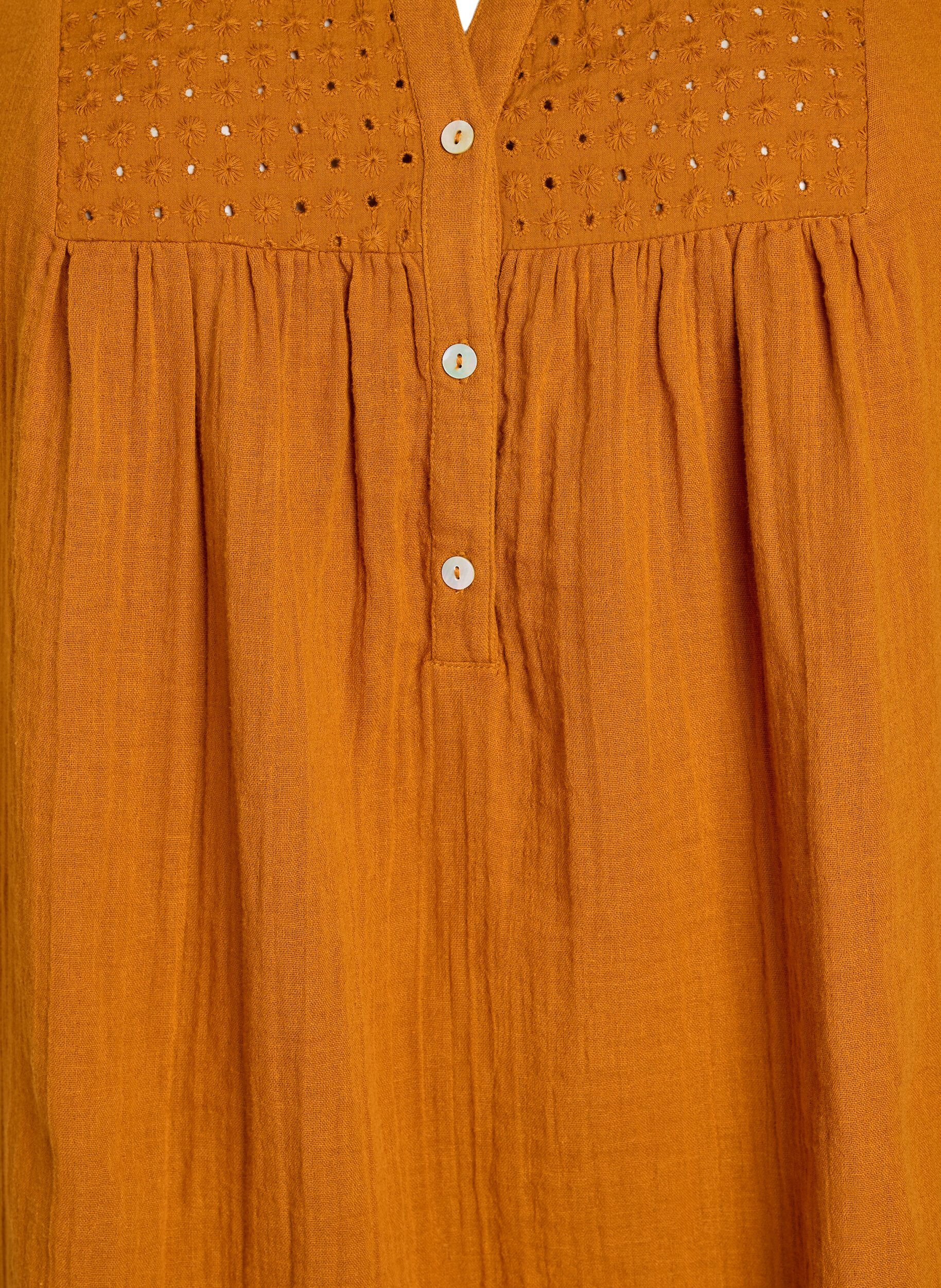 Zizzi Tunika i bomullsmuslin med broderie anglaise, Orange, Packshot image number 2
