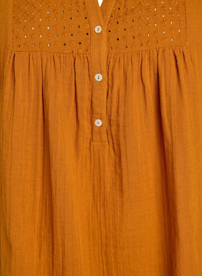 Tunika i bomullsmuslin med broderie anglaise, Orange, Packshot image number 2