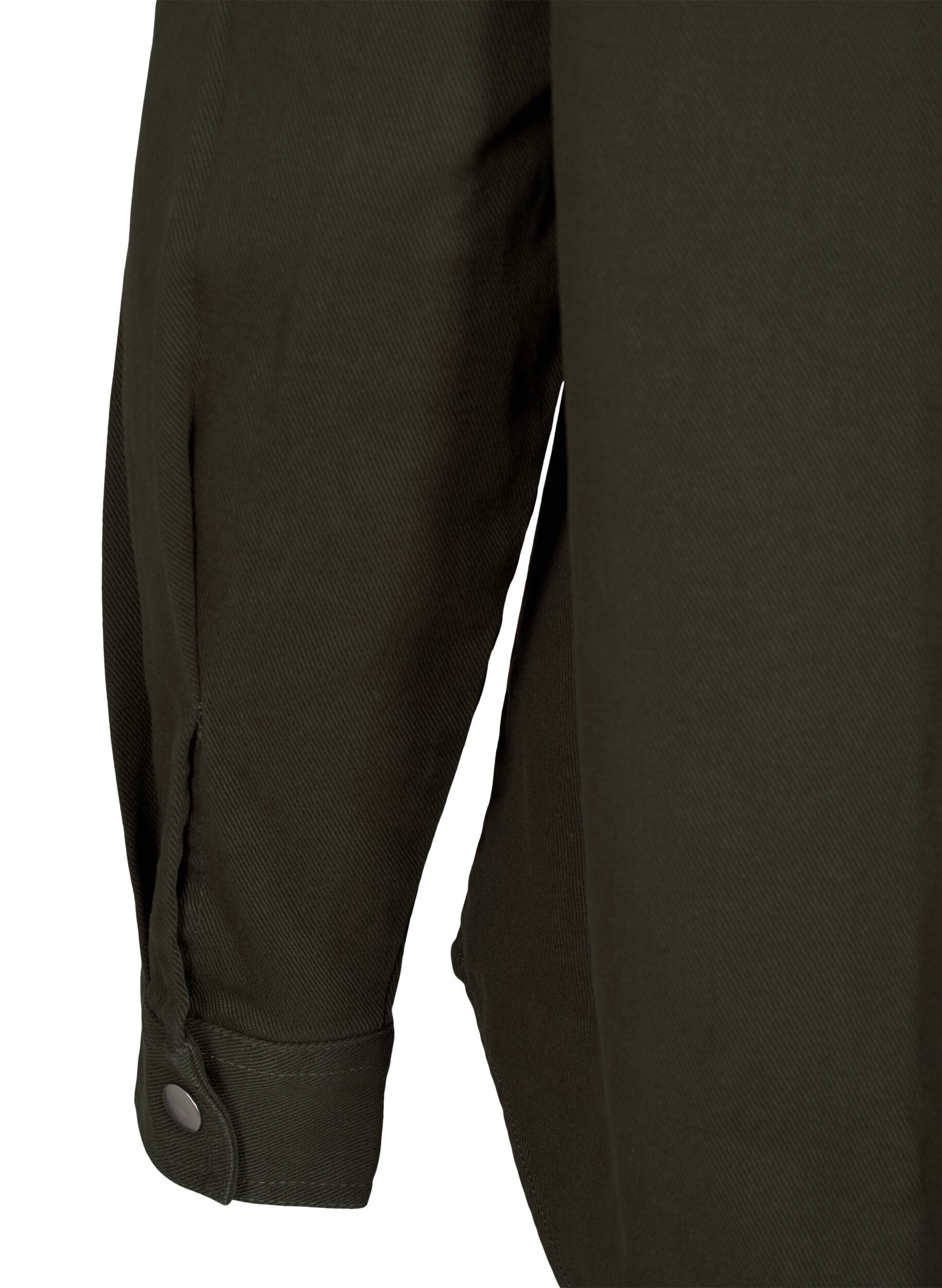 Zizzi Enf&auml;rgad jeansskjorta med br&ouml;stfickor, Forest Night, Packshot image number 3