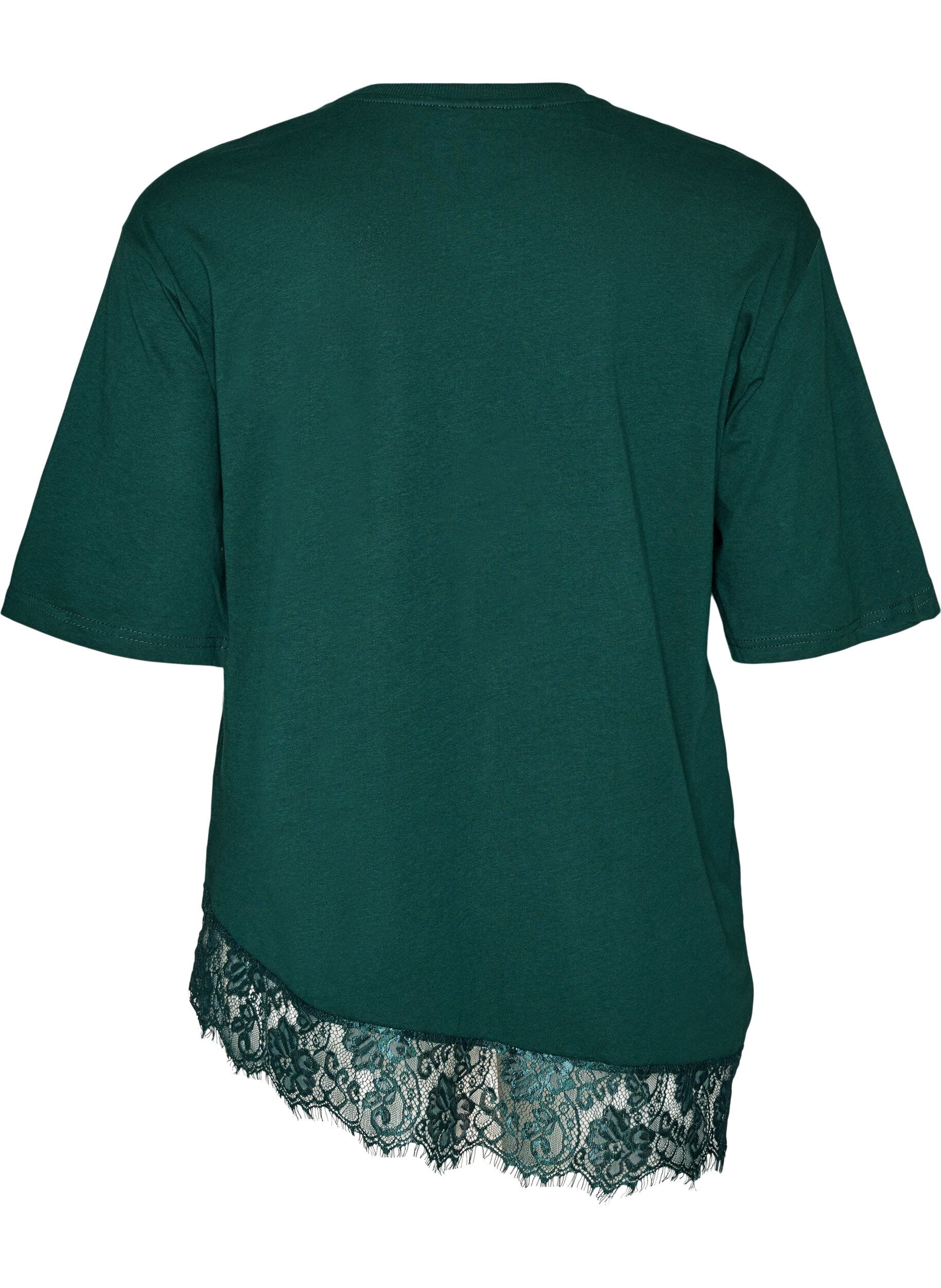 ZizziT-shirt med asymmetrisk spetskant, Gr&ouml;n, Packshot image number 1