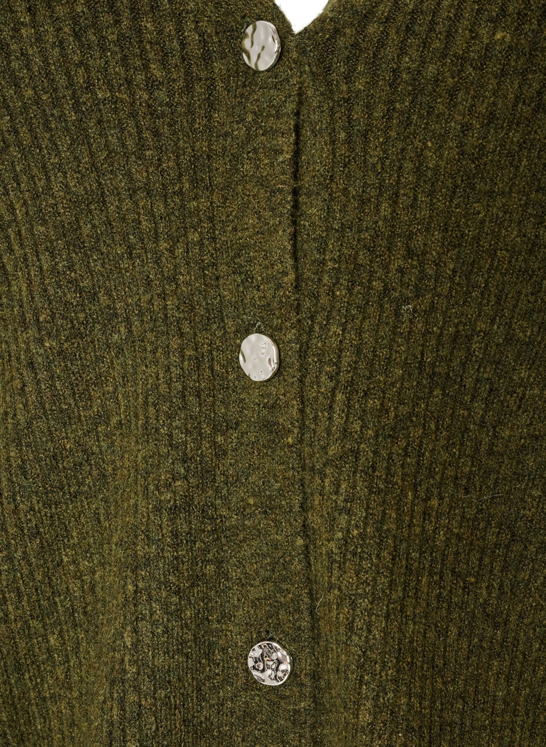 ZizziKofta med V-ringning och ribbad struktur, Gr&ouml;n, Packshot image number 2
