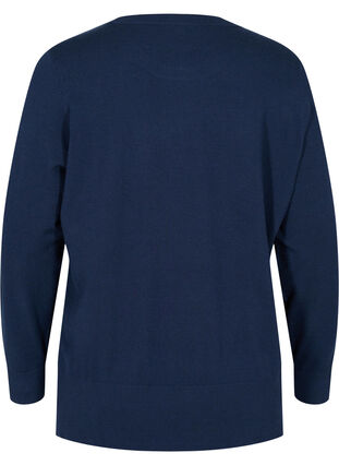 Långärmad tröja med ribb och slits, Navy Blazer, Packshot image number 1