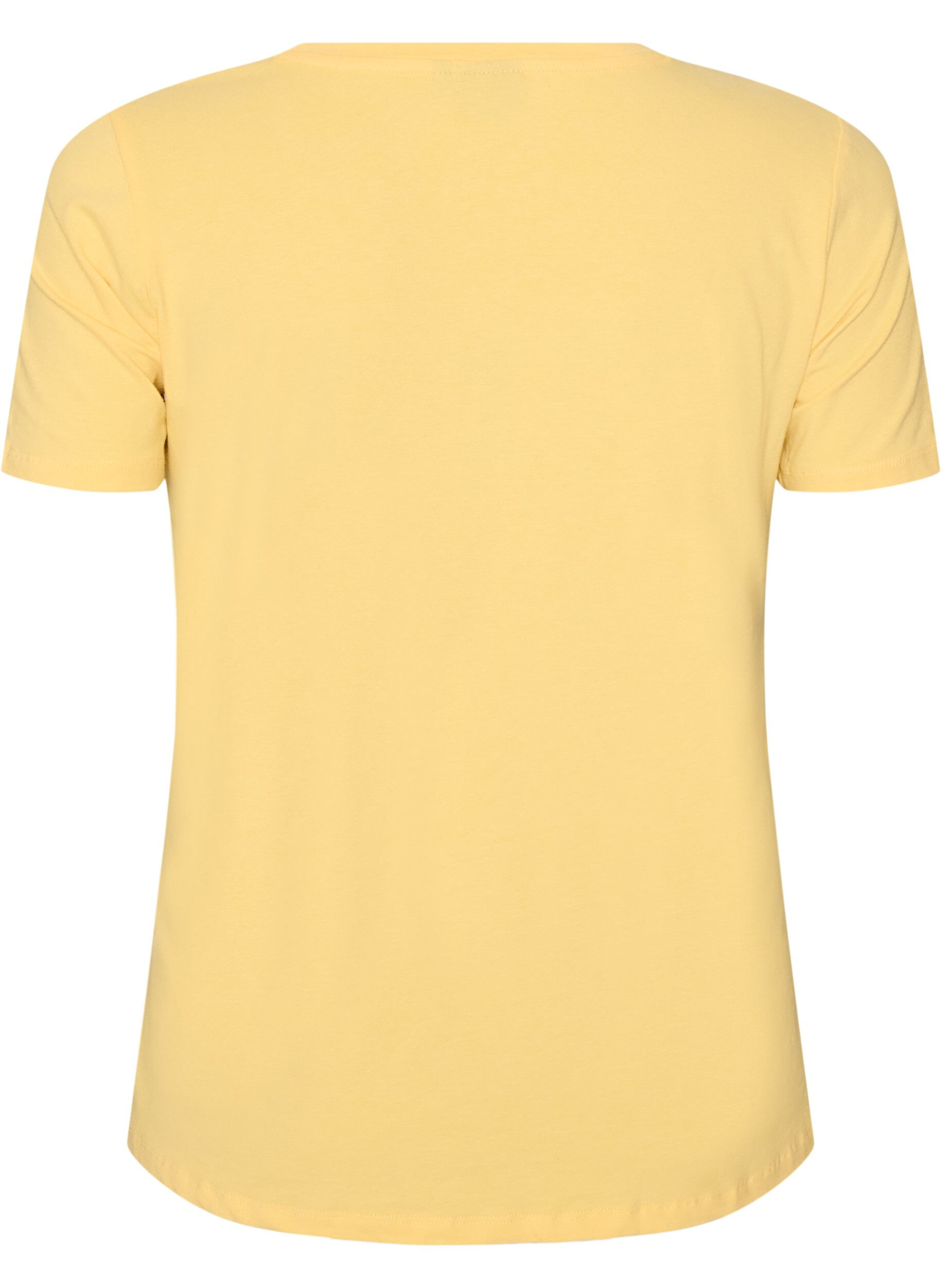 ZizziEnf&auml;rgad t-shirt i bomull, Gul, Packshot image number 1