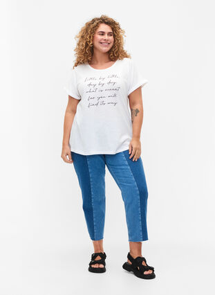 T-shirt med tryck i ekologisk bomull, Bright White, Model image number 2
