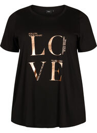 T-shirt i bomull med tryck, Black W. Love 