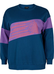 Sweatshirt med sportigt tryck, Blue Wing Teal Comb