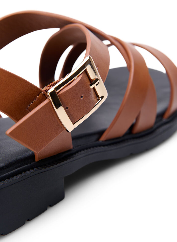 Sommarsandal i läder med bred passform, Friar Brown, Packshot image number 4
