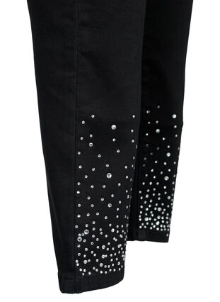 Högmidjade Amy-jeans med strassstenar, Black, Packshot image number 3