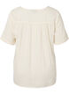 Blus i bomull med broderi och korta ärmar, Buttercream, Packshot image number 1
