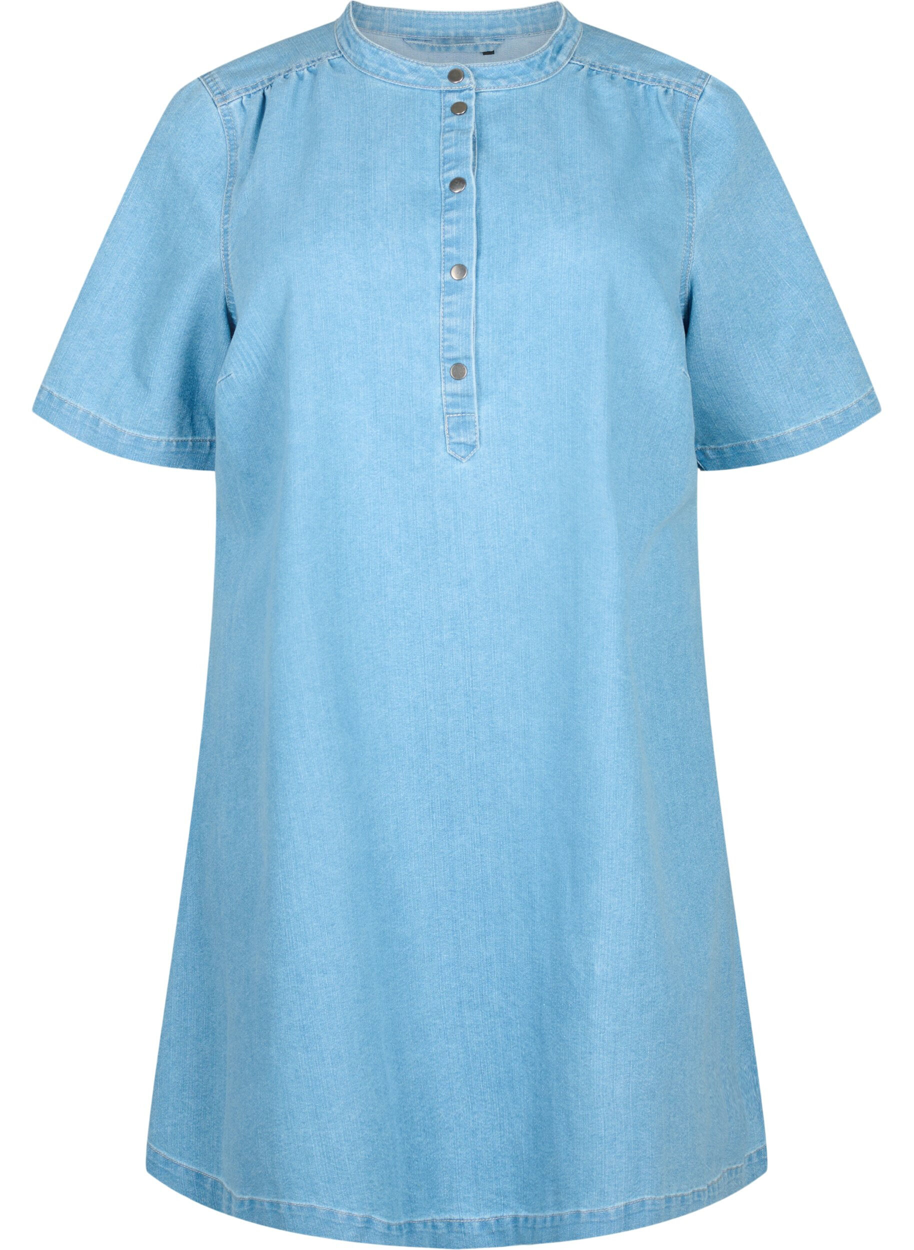 ZizziA-formad denimkl&auml;nning med korta &auml;rmar, Light blue denim, Packshot image number 0