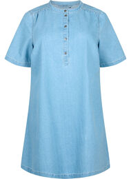 A-formad denimklänning med korta ärmar, Light blue denim