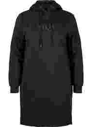 Sweatshirtklänning med huva och slits, Black