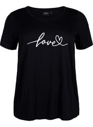 T-shirt i bomull med rund halsringning och tryck, Black W. Love