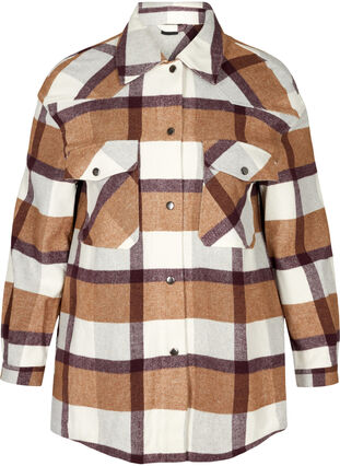 Rutig oversize-skjortjacka, Brown Check Ass, Packshot image number 0