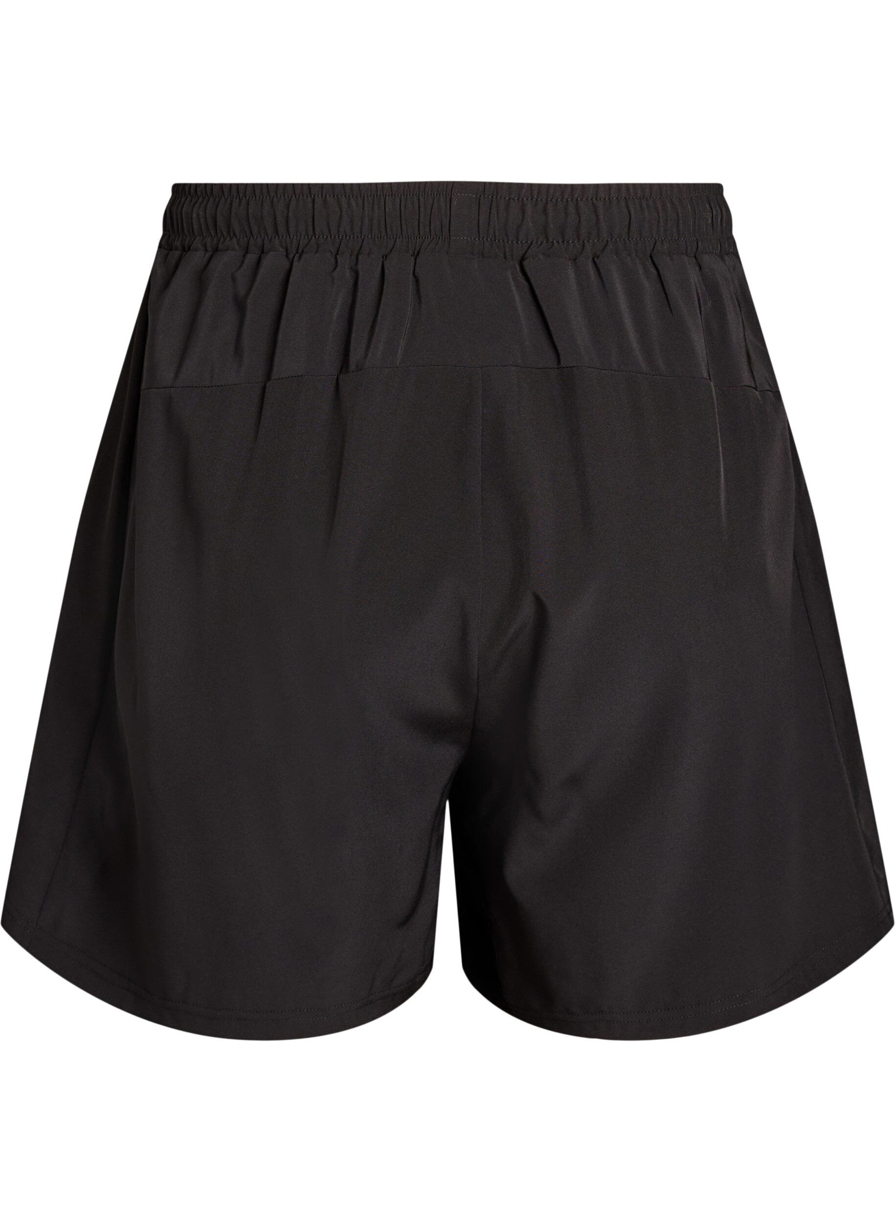 Zizzi Tr&auml;ningsshorts med innershorts och en mobilficka, Svart, Packshot image number 1
