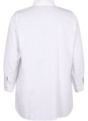 Långskjorta i linne och bomull, Bright White, Packshot image number 1