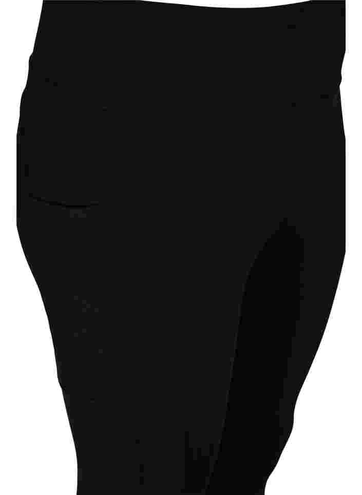 Croppade träningstights med ficka och reflex, Black, Packshot image number 3