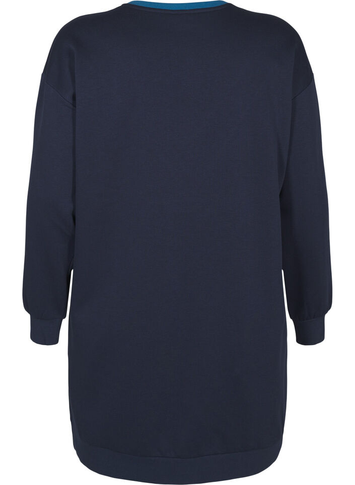 Lång sweatshirt med färgblock, Navy B. Color Block, Packshot image number 1