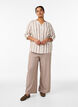 Skjortblus i bomull med v-ringning, Beige, Model image number 1
