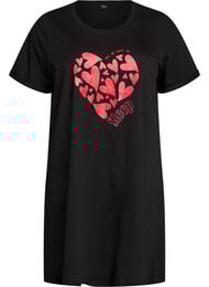 Kort&auml;rmat nattlinne i ekologisk bomull, Svart