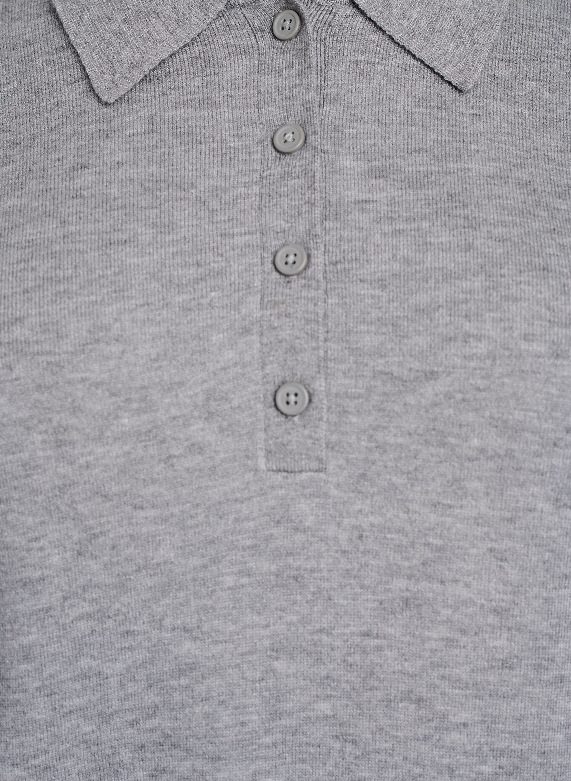 Zizzi Stickad blus med krage, Gr&aring;, Packshot image number 2