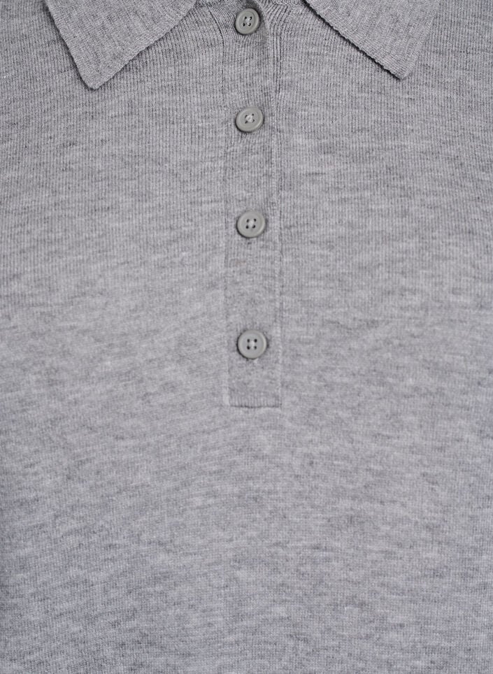 Stickad blus med krage, Grå, Packshot image number 2