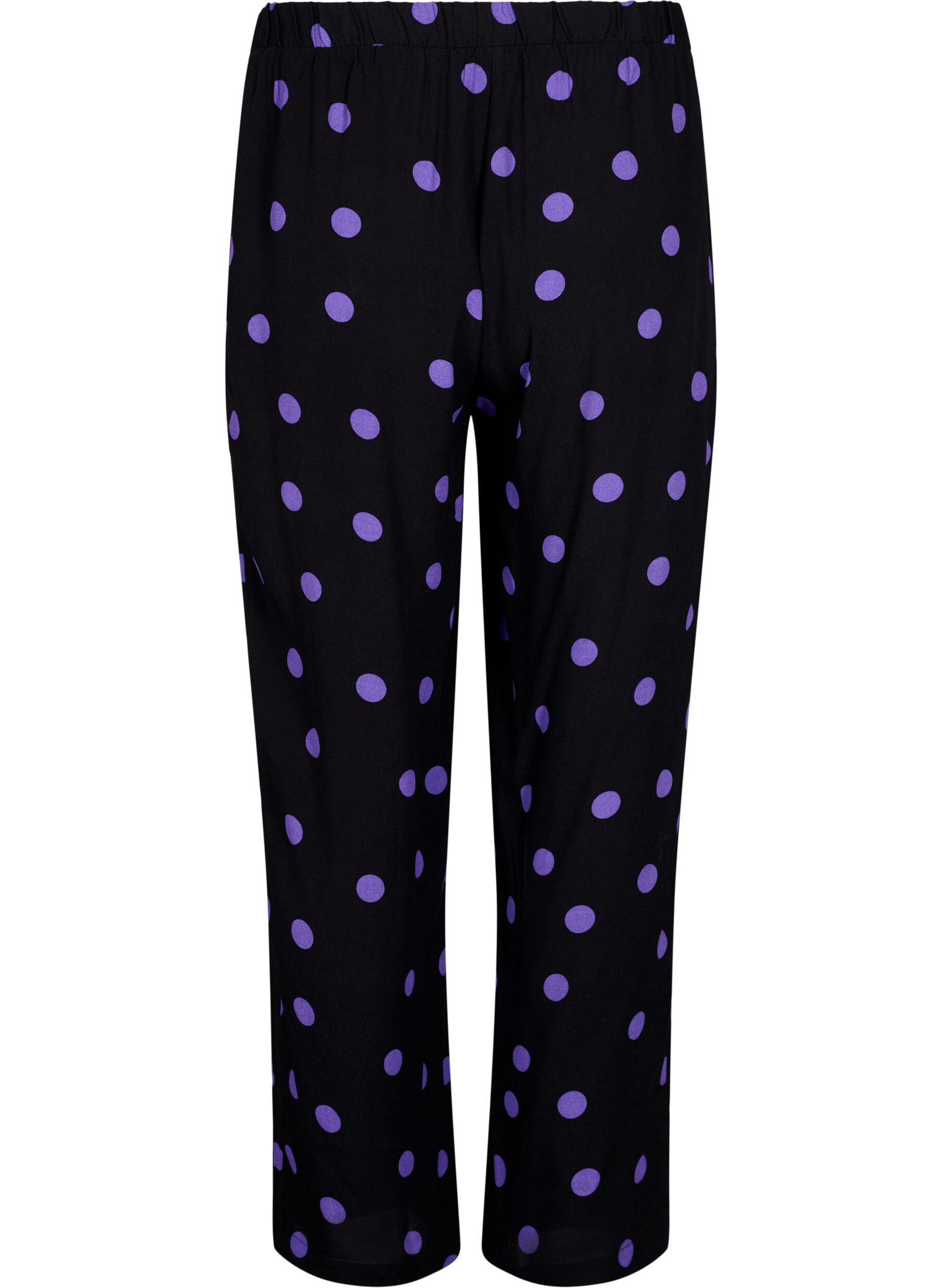 Zizzi Prickiga byxor i viskos, Black w. Purple Dot, Packshot image number 1