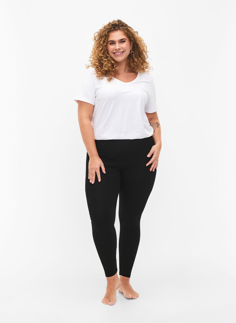 2-pack leggings i bomull, Svart, Model image number 1