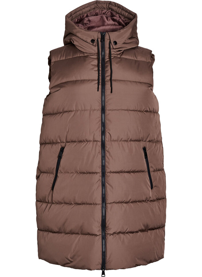 L&aring;ng v&auml;st med huva och fickor, Brun, Packshot image number 0