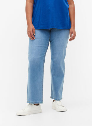 Högmidjade Gemma jeans med normal passform, Light blue, Model image number 2