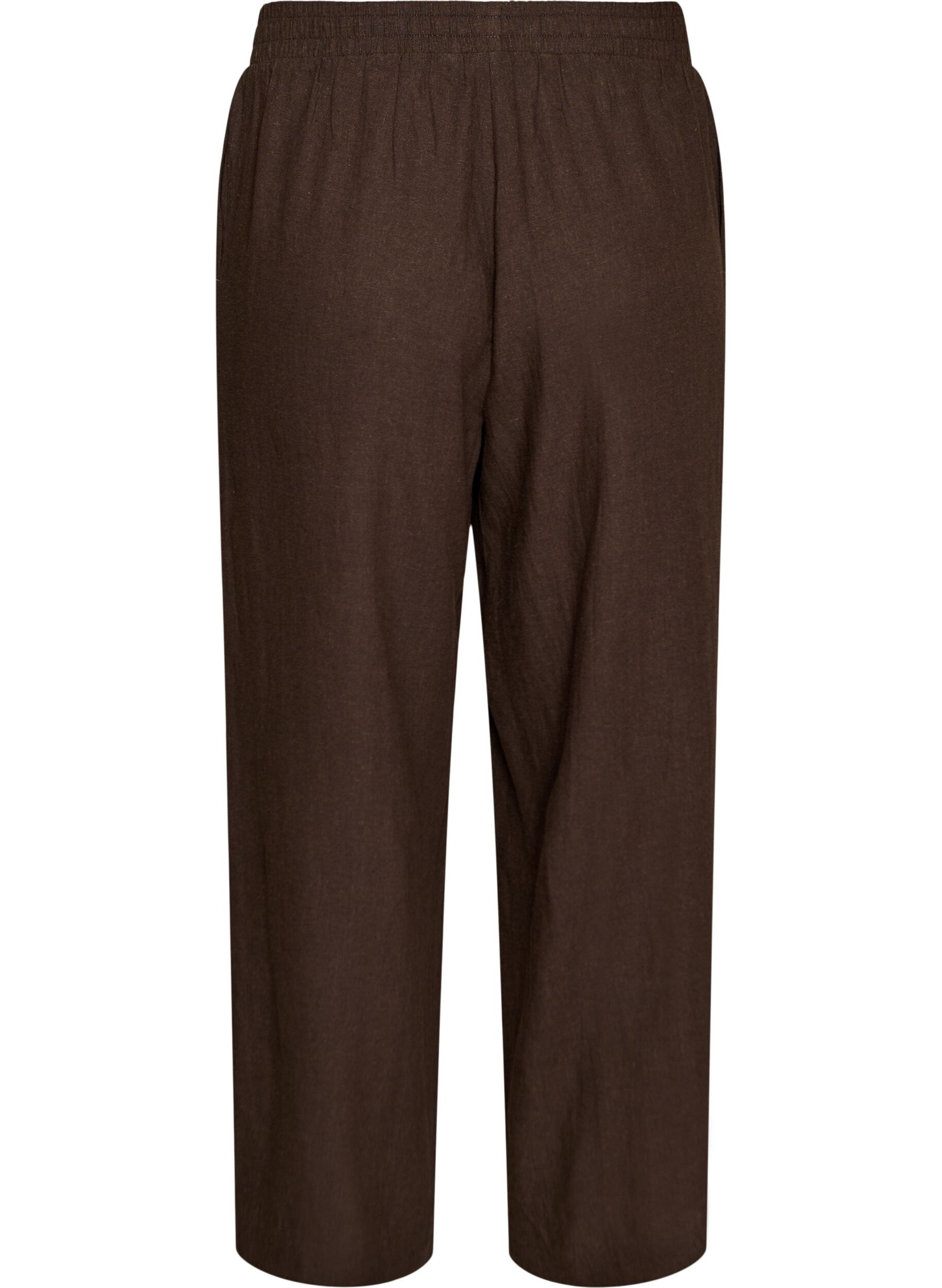 ZizziByxor med vida ben i linne och viskos, Brun, Packshot image number 1