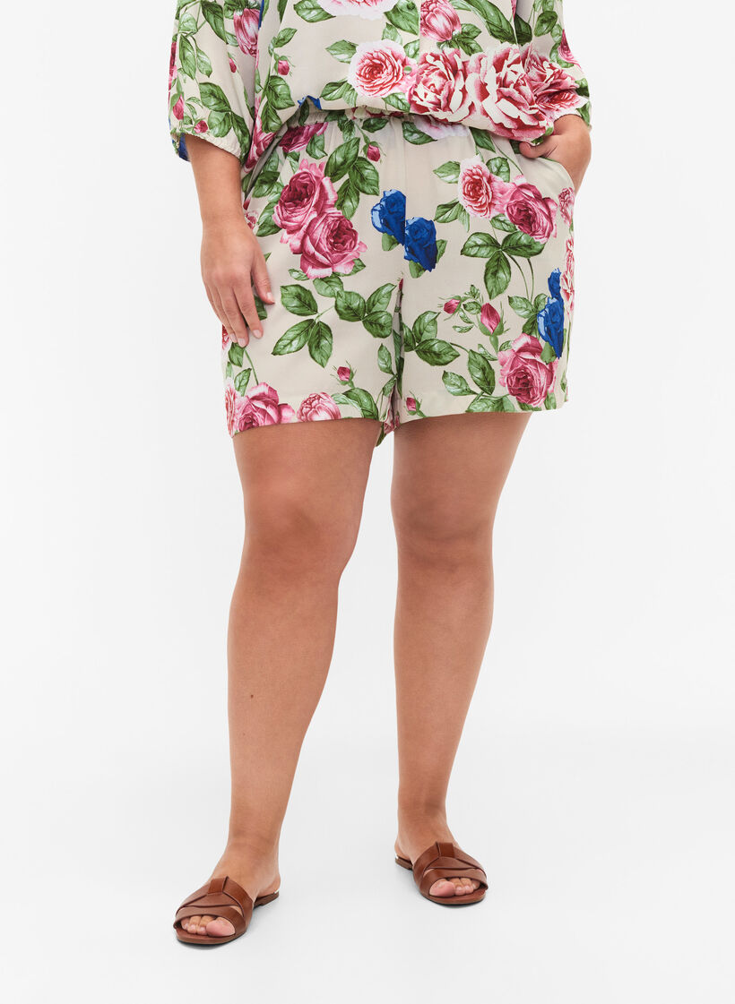 Blommiga shorts, Bright Flower , Model image number 2