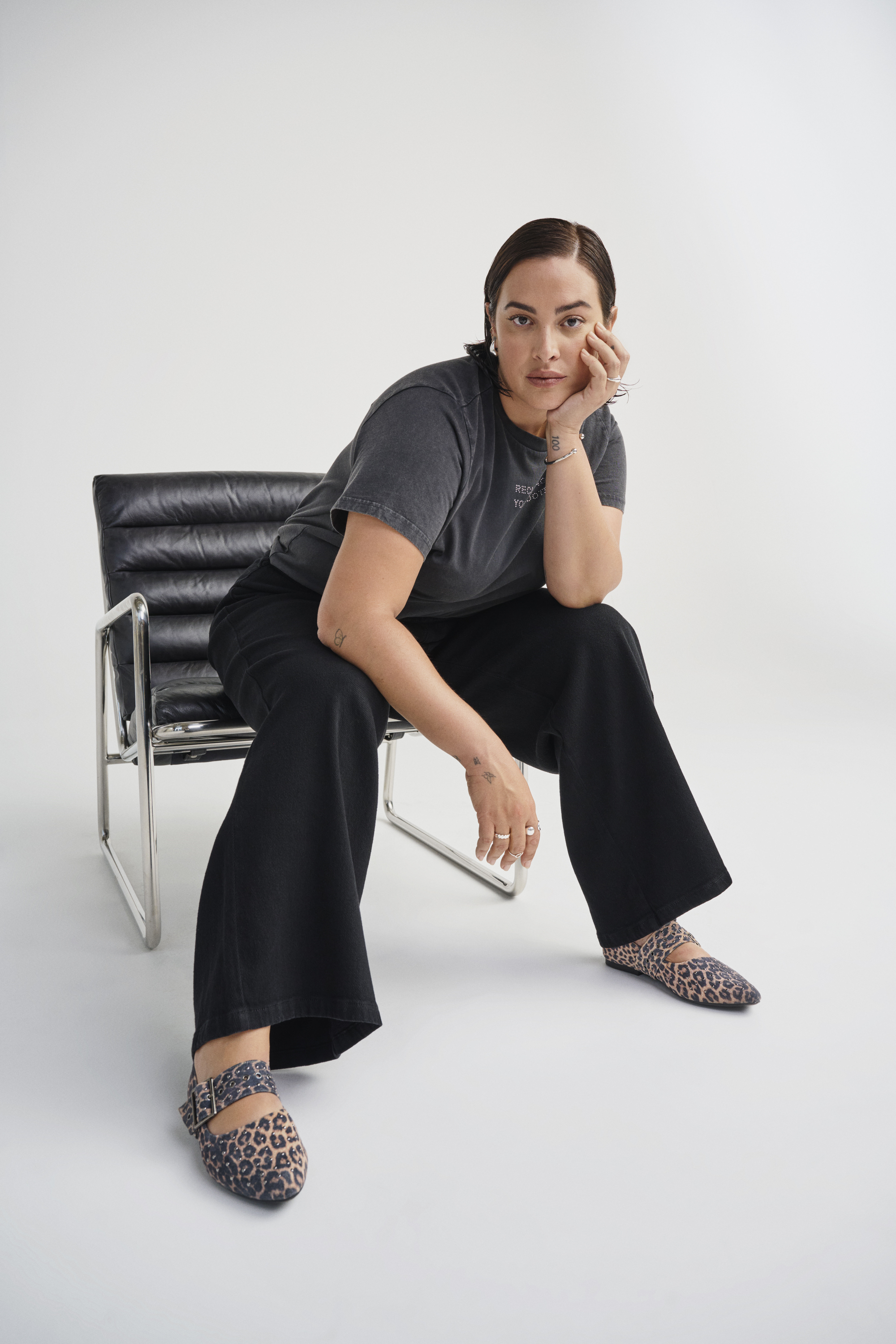 Zizzi Ballerina i leopard med nitar, , Model