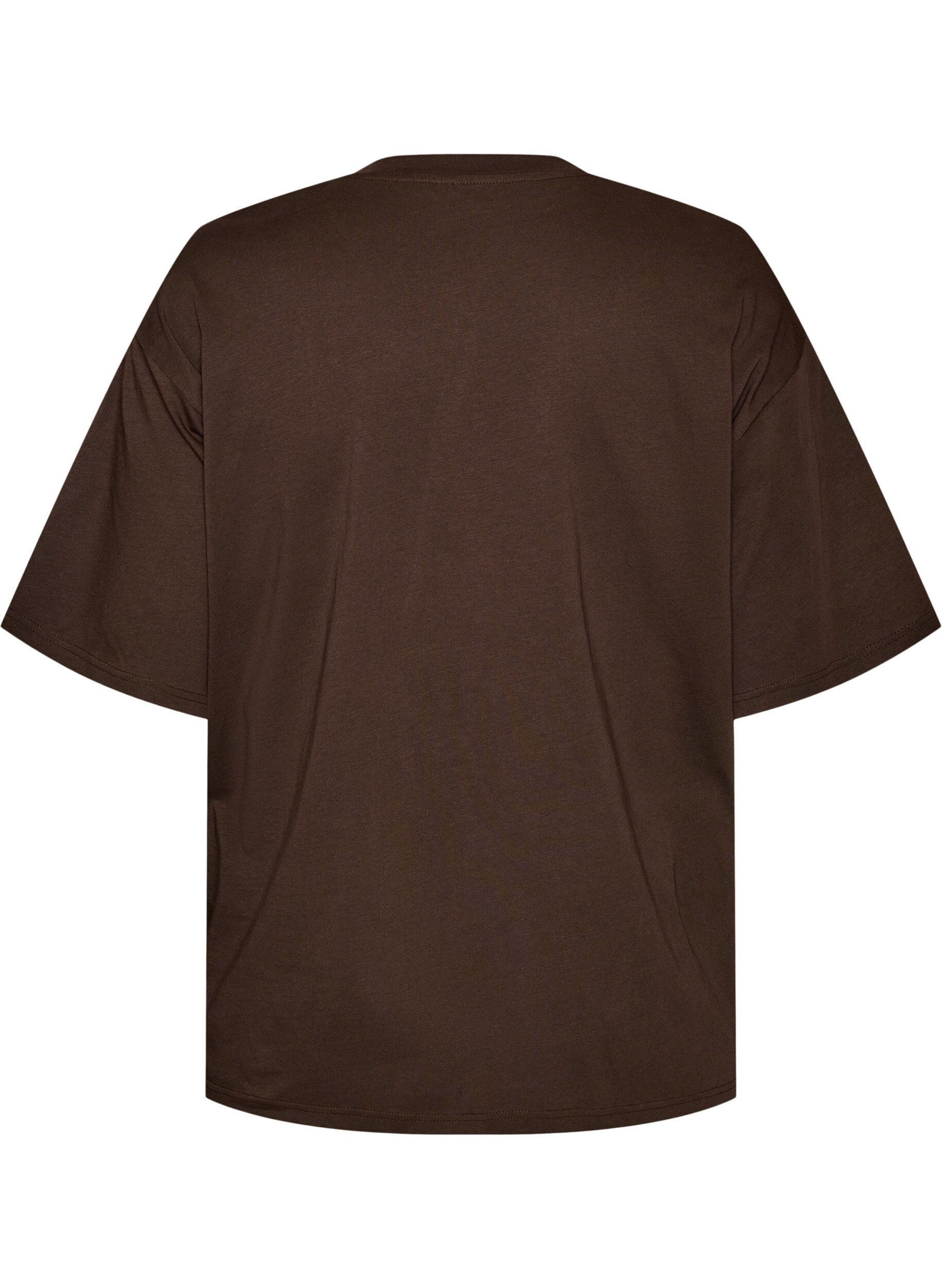 ZizziOversized t-shirt med stort fototryck, Brun, Packshot image number 1