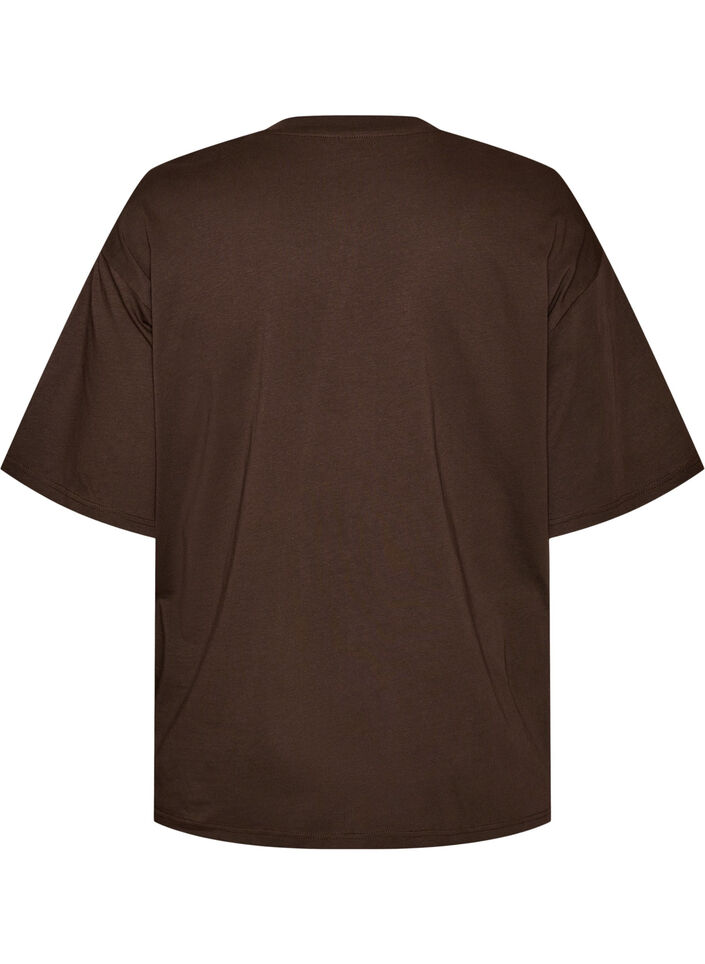 Oversized t-shirt med stort fototryck, Brun, Packshot image number 1
