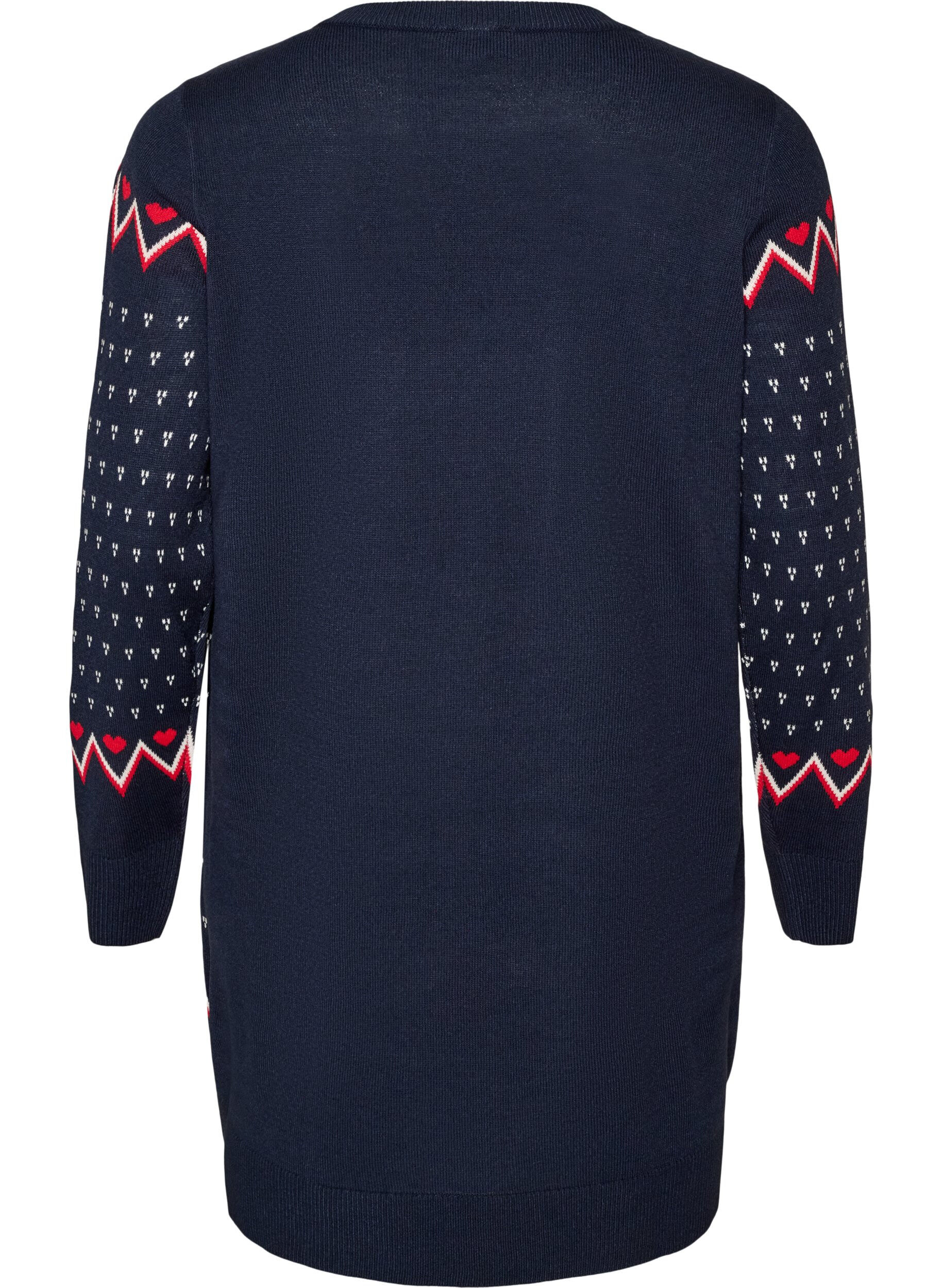 ZizziKort kl&auml;nning i stickat med julmotiv, Bl&aring;, Packshot image number 1