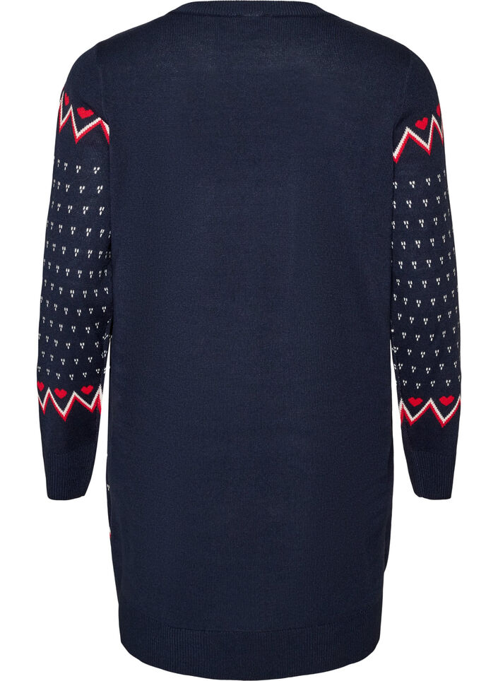 Kort kl&auml;nning i stickat med julmotiv, Bl&aring;, Packshot image number 1