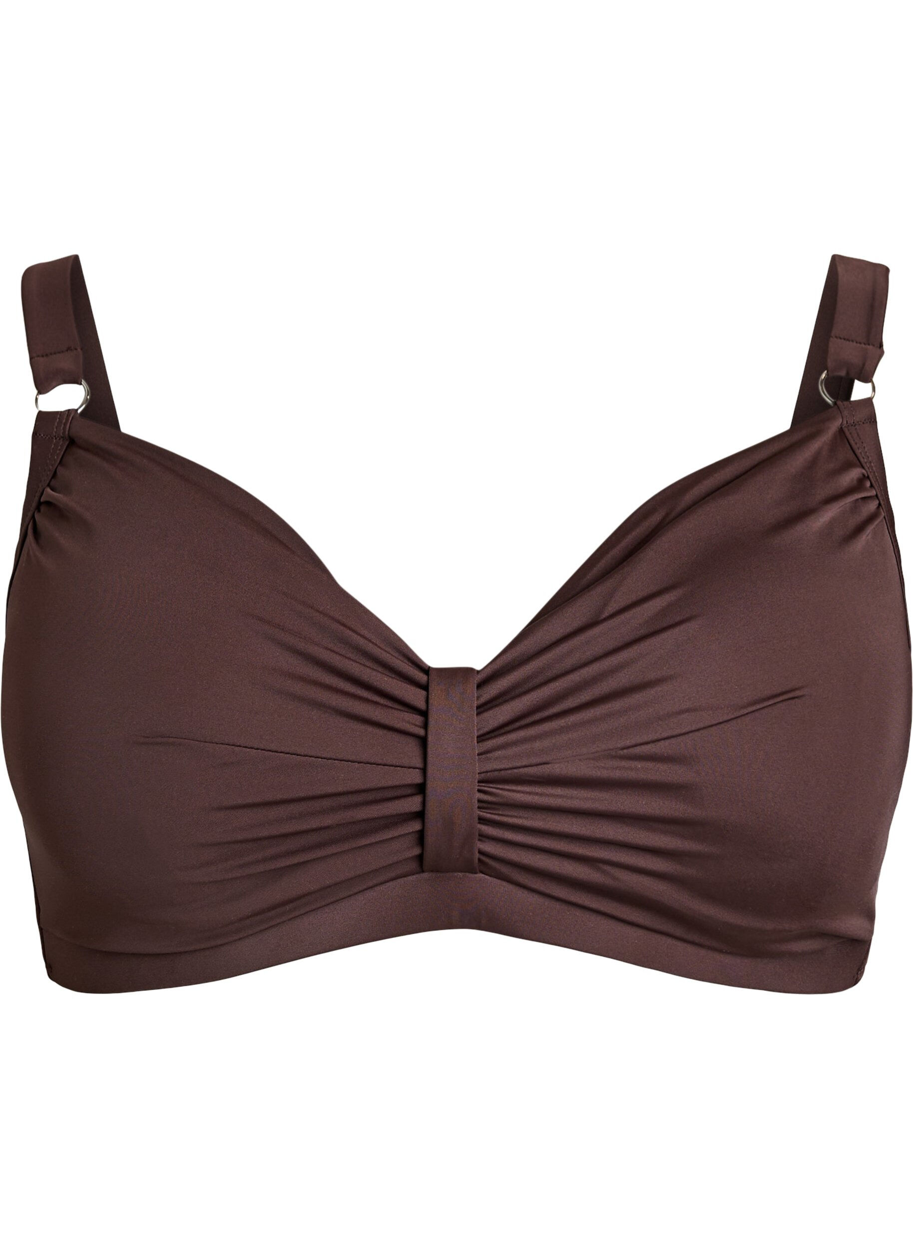 ZizziBikini-bh med bygel och drapering, Brun, Packshot image number 0