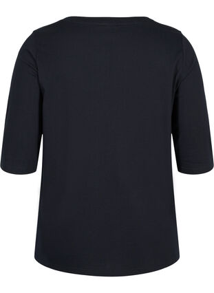 T-shirt i ekologisk bomull med 2/4 ärmar, Black, Packshot image number 1