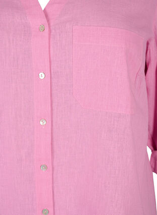 Skjortblus med knappstängning i bomulls- och linneblandning, Rosebloom, Packshot image number 2