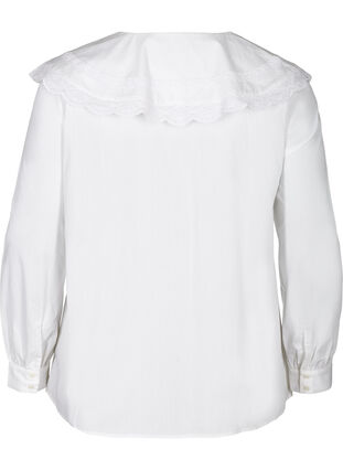 Bomullsskjorta med stor krage, Bright White, Packshot image number 1